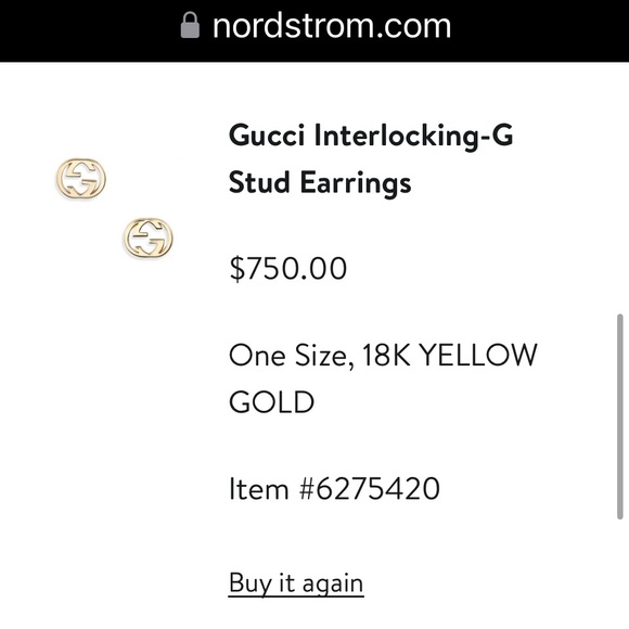 Gold Gucci Stud Earring - Picture 3 of 3